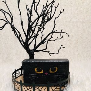 Farmhouse Wooden Black Cat , Rustic Halloween, Tiered Tray Decor